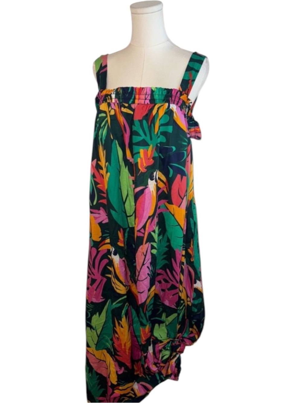 Soma bold Tropical leaf Toucan Cotton vibrant Maxi Bra Dress - Picture 7 of 9